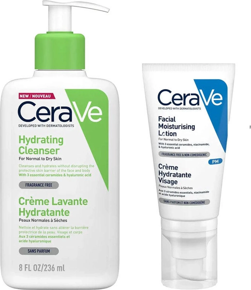 CeraVe Hydrating Cleanser + Facial Lotion Avond Bundel 1 CeraVe Hydrating Cleanser + Facial Lotion Avond Bundel