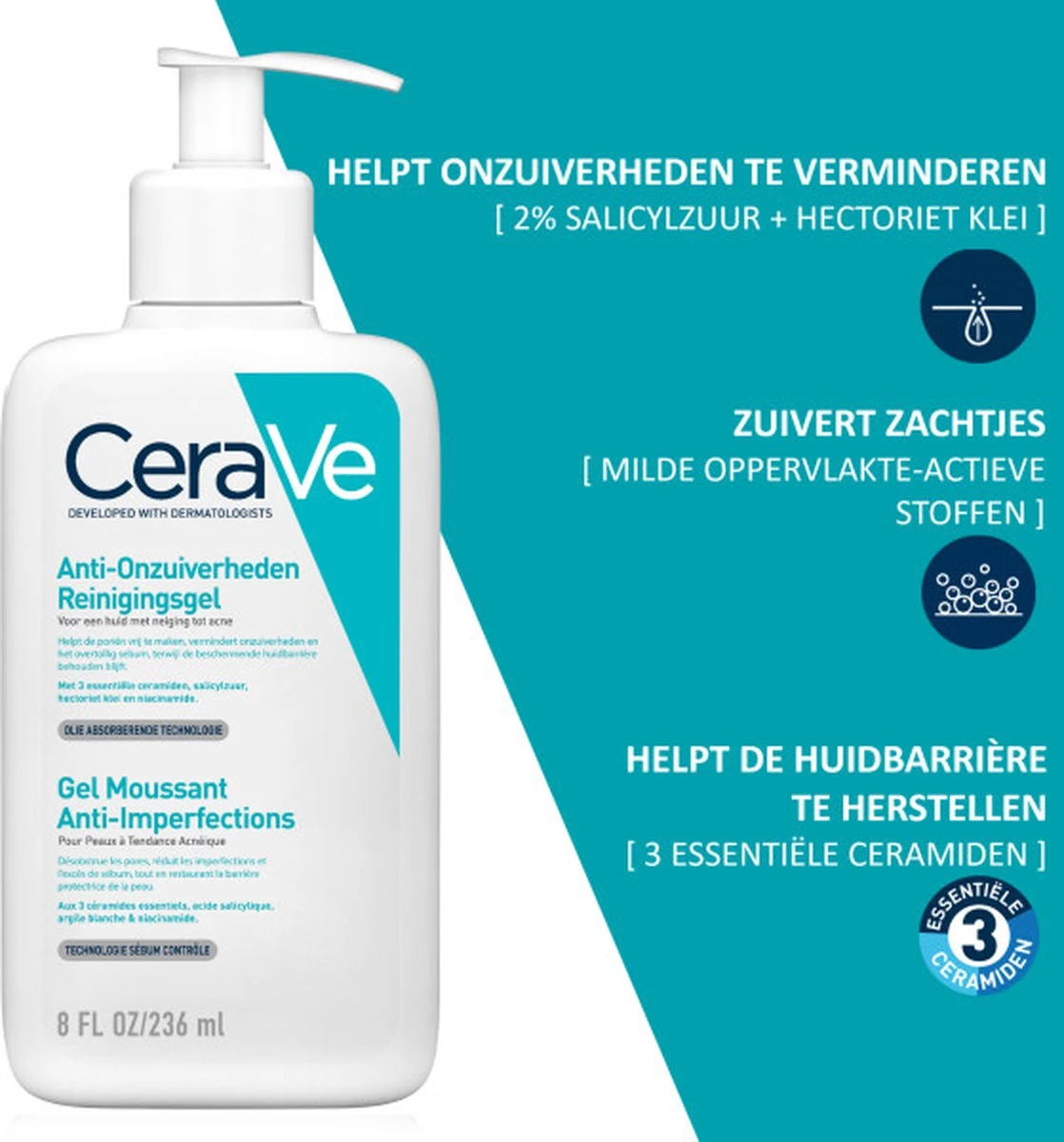 CeraVe Blemish Control Cleanser - 236ml - Gezichtsreiniger Voor Huid Met Neiging Tot Acne 4 CeraVe Blemish Control Cleanser - 236ml - Gezichtsreiniger Voor Huid Met Neiging Tot Acne - Afbeelding 4