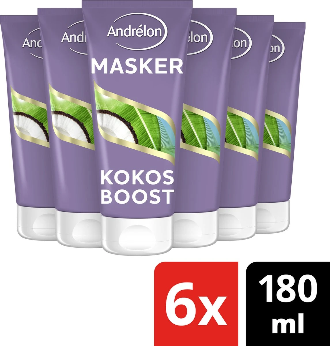 Andrélon Kokos Boost Haarmasker - 1 Minuut WOW Masker - 6 X 180 Ml – Voordeelverpakking 2 Andrélon Kokos Boost Haarmasker - 1 Minuut WOW Masker - 6 X 180 Ml – Voordeelverpakking - Afbeelding 2