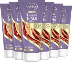 Andrélon Oil & Care Haarmasker – 1 Minuut WOW Masker - 6 X 180 Ml – Voordeelverpakking
