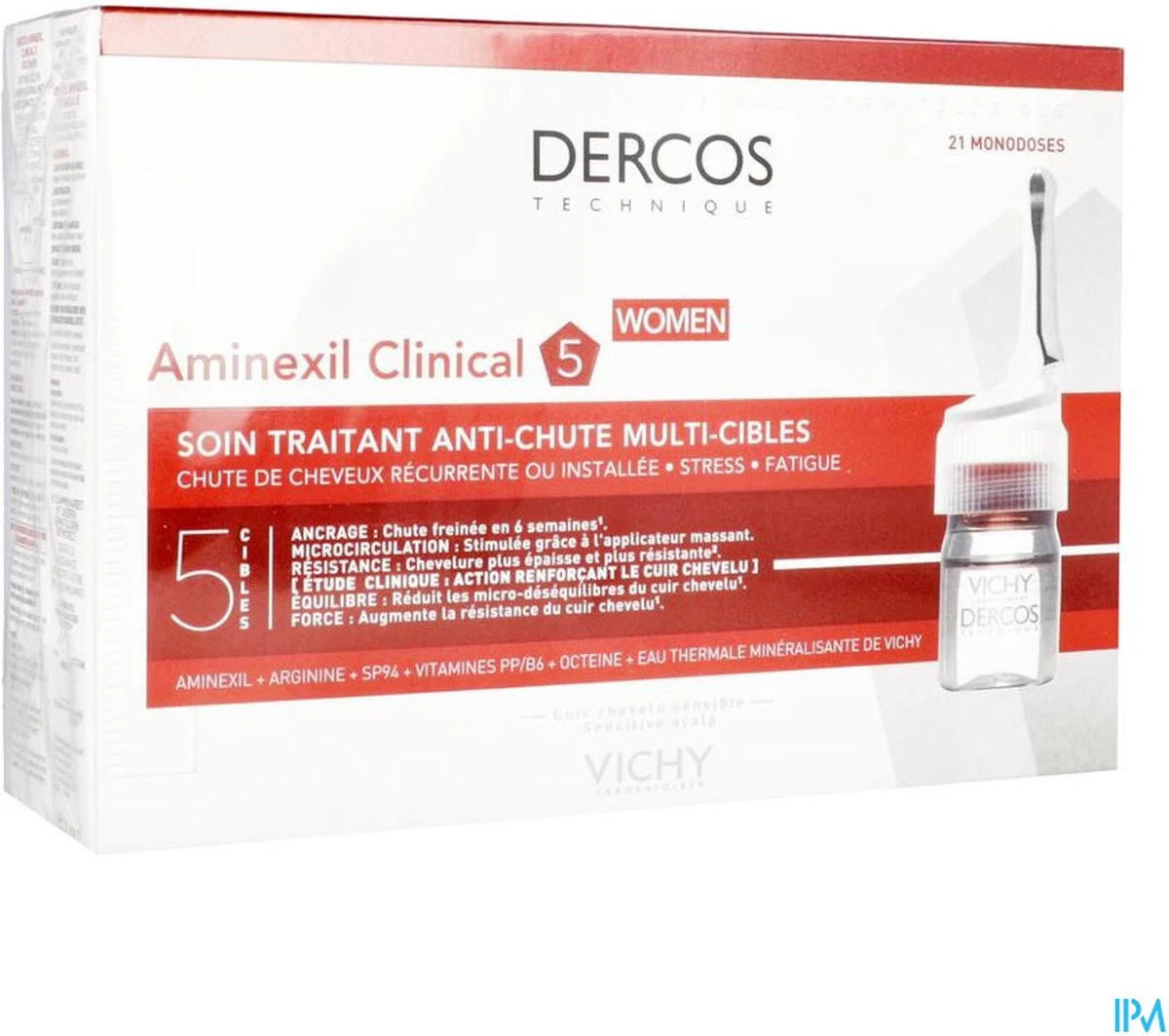 Vichy Dercos Aminexil Clinical 5 Anti-Haaruitval Vrouw - 21 Ampullen 3 Vichy Dercos Aminexil Clinical 5 Anti-Haaruitval Vrouw - 21 Ampullen - Afbeelding 3