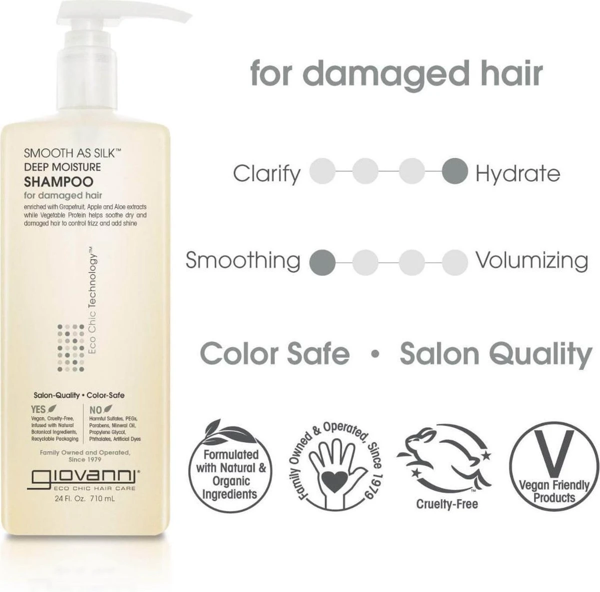 Giovanni Cosmetics - Smooth As Silk Shampoo 250 Ml 2 Giovanni Cosmetics - Smooth As Silk Shampoo 250 Ml - Afbeelding 2