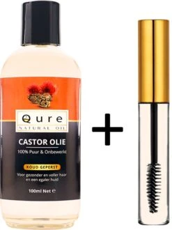 Castor Olie 100ml + 10ml Handige Gevulde Buisje Met Borstel | 100% Puur & Onbewerkt | Wonderolie | Plantaardige Castorolie, Ricinusolie | Koudgeperste Castor Oil Voor Haar, Huid, Wenkbrauw En Wimpers